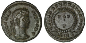 Crispus, as Caesar (AD 316-326). Siscia
AE Follis (19mm, 3,00g)