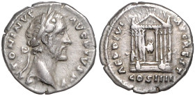 Kaiserzeit. 
Antoninus Pius 138-161. Denar Augustustempel. RIC&nbsp;124. 3,22&nbsp;g. . 

 ss