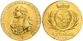 Anhalt/-Bernburg. 
Alexius Friedrich Christian 1796-1834. 5 Taler (Pistole) 1796 Harzgerode. Mann&nbsp;718, Friedberg&nbsp;24. Rs. winz. Sf. 6,64&nbs...