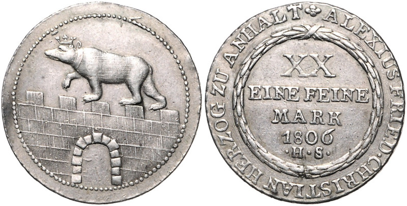 Anhalt/-Bernburg. 
Alexius Friedrich Christian 1796-1834. 1/2 Konventionstaler ...