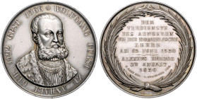 Anhalt/-Bernburg. 
Alexius Friedrich Christian 1796-1834. Silbermedaille 1830 (v. Loos/Pfeuffer) auf das 300-jährige Jubiläum der Augsburger Konfessi...