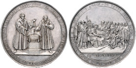 Anhalt/-Bernburg. 
Alexius Friedrich Christian 1796-1834. Silbermedaille 1830 (v. Loos/Pfeuffer) auf das 300-jährige Jubiläum der Augsburger Konfessi...