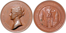 Anhalt/-Dessau. 
Leopold Friedrich 1817-1871. Bronzemedaille o.J. (v. Schulz) Prämie des Vereins für Gartenbau und Landwirtschaft Wittstock, Protekto...
