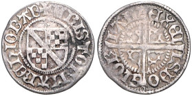 Baden/-Baden. 
Christoph 1475-1527. Dreier (oder Kreuzer) o.J. 1.Typ (seit 1501) Baden-Baden , Badisch-Sponheimer Schild, Trennungszeichen '\'b0', Um...