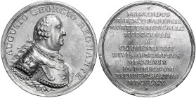 Baden/-Baden. 
August Georg 1761-1771. Bleimedaille 1770 (v. J. J. Hauter) auf die Seligsprechung des Markgrafen Bernhard II. zum Landespatron. Wiela...