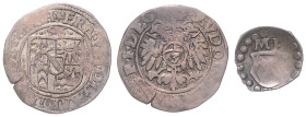 Baden/-Durlach. 
Ernst Friedrich 1577-1604. Lot von 2 Stücken: Groschen 1596 und Schüsselpfennig o.J. 'MB' über Wappen, Perlkreis (min. Rf.). Wieland...
