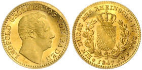 Baden/-Großherzogtum. 
Leopold 1830-1852. Rheingolddukat 1847. AKS&nbsp;75, Divo/Schramm&nbsp;10, Friedberg&nbsp;154, Schlumberger&nbsp;35. Auflage n...