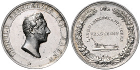 Baden/-Großherzogtum. 
Leopold 1830-1852. Lot von 2 Stücken: Silbermedaille o.J. (v. Doell) Prämie für Landwirtschaft (kl. Kr. und Vs. Flecken 32,7mm...
