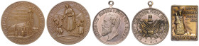 Baden/-Großherzogtum. 
Friedrich I. 1852-1907. Lot von 3 Stücken: Versilberte Bronzemedaille o.J. (um 1860, unsign. v. M.&W.) auf die 25-Jahrfeier de...