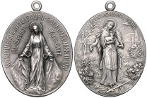 Baden-Mannheim, Stadt. 
Ovale versilberte Medaille o.J. (unsign.) auf die Hl. Geist-Kirche und die Marianische Jungfrauen Sodalität. Slg.&nbsp;Zeitz&...
