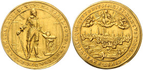 Bayern. 
Maximilian I., als Kurfürst 1623-1651. 5 Dukaten 1640 München auf die Neubefestigung der Stadt München. Wittelsbach&nbsp;809, Friedberg&nbsp...