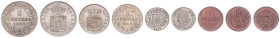 Bayern. 
Ludwig I. 1825-1848. Lot von 4 Stücken: . Heller 1839, Kreuzer 1833, 3 Kreuzer und 6 Kreuzer 1844. AKS&nbsp;97,87,85,82, Jaeger&nbsp;55,27,5...