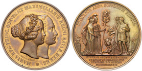 Bayern. 
Ludwig I. 1825-1848. Bronzemedaille 1842 (v. König/Loos) auf die Vermählung des Kronprinzen Maximilian II. mit Prinzessin Maria v. Preußen. ...