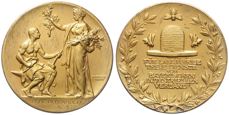 Bayern. 
Prinzregent Luitpold 1886-1913. Vergoldete Silbermedaille o.J. (v. Wad...