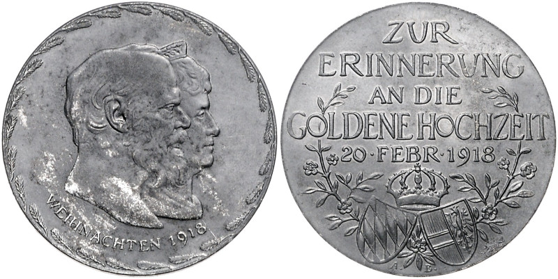 Bayern. 
Ludwig III. 1913-1918. Eisenmedaille 1918 (unsign.) auf die Goldene Ho...