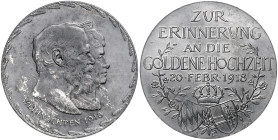 Bayern. 
Ludwig III. 1913-1918. Eisenmedaille 1918 (unsign.) auf die Goldene Hochzeit des Königspaares. etwas fleckige Patina 37,8&nbsp;mm, 20,21&nbs...
