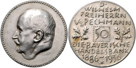 Bayern. 
Freistaat 1918-1945. Silbermedaille 1936 (v. Hahn) auf das 50-jährige Dienstjubiläum des Direktors der Bayerischen Handelsbank Dr. Wilhelm F...