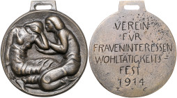 Bayern-Aschaffenburg. 
Einseitige Bronzemedaille 1914 (v. Z.E.) auf das Wohltätigkeitsfest des Vereins für Fraueninteressen als Gravur, Variante ohne...