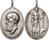 Bayern-Münchener Medailleure. 
Hermann Hahn. 
Ovale Silbermedaille 1912 auf den 100. Geburtstag von Alfred Krupp. mit Öse, 37,8x51,0 mm 39,41&nbsp;g...