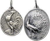 Bayern-Münchener Medailleure. 
Friedrich Lommel. 
Lot von 2 ovalen, versilberten Medaillen: HAHN (einseitig) und PFAU / 1909 VDKSt. beide mit Öse u....