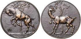 Bayern-Münchener Medailleure. 
Friedrich Lommel. 
Bronzegussmedaille o.J. Ziege/Ziegenbock. Bernhart&nbsp;185/186. 50,1&nbsp;mm, 41,54&nbsp;g. . 
...