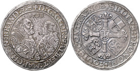 Brandenburg/-Franken. 
Georg und Albrecht 1527-1543. Taler 1538 Schwabach. Davenport&nbsp;8967, Schulten&nbsp;217. kl.Rf., rauer Schrötling. 

 ss