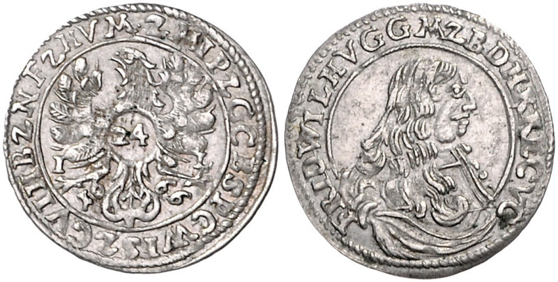 Brandenburg/-Preußen. 
Friedrich Wilhelm 1640-1688. 1/24 Taler (Groschen) 1666....