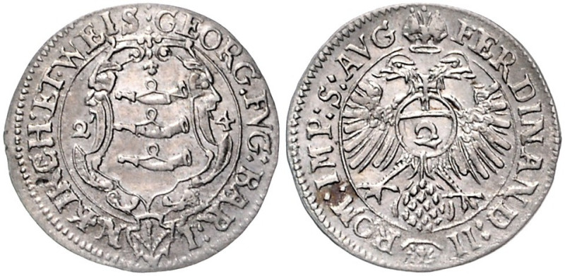 Fugger/-Babenhausen-Wellenburg. 
Georg IV. 1598-1643. 1/2 Batzen 1624. Kull&nbs...