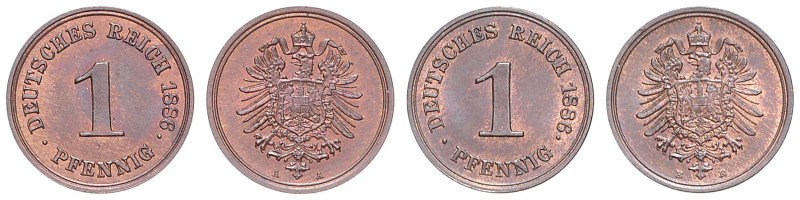 Kleinmünzen. 
Lot von 2 Stücken: 1 Pfennig 1886 A und E. Jaeger&nbsp;1. . 

 ...