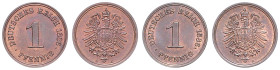 Kleinmünzen. 
Lot von 2 Stücken: 1 Pfennig 1886 A und E. Jaeger&nbsp;1. . 

 st-