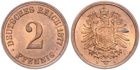 Kleinmünzen. 
2 Pfennig 1877 A. Jaeger&nbsp;2. kl. Fleck. 

 f.st