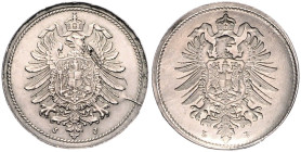 Kleinmünzen. 
10 Pfennig Probe o.J. Mzz. J. Reichsadler auf beiden Seiten, einmal incus, etwas unsauberer glatter Rand. Jaeger&nbsp;zu&nbsp;4, Schaaf...