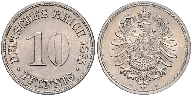 Kleinmünzen. 
10 Pfennig 1875 H. Jaeger&nbsp;4. . 

 vz-st