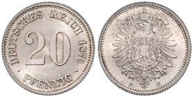 Kleinmünzen. 
20 Pfennig 1876 F. Jaeger&nbsp;5. . 

 st