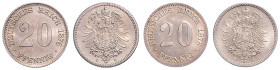 Kleinmünzen. 
Lot von 2 Stücken: 20 Pfennig 1876 E und G. Jaeger&nbsp;5. . 

 vz-st und f.st