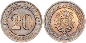 Kleinmünzen. 
20 Pfennig 1888 A. Jaeger&nbsp;6. Prachtexemplar mit feiner Patina. 

 st