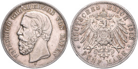 Baden. 
Friedrich I. 1856-1907. 5 Mark 1898 G. Jaeger&nbsp;29. . 

 ss+