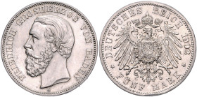 Baden. 
Friedrich I. 1856-1907. 5 Mark 1902 G. Jaeger&nbsp;29. kl. Rf.. 

 vz-