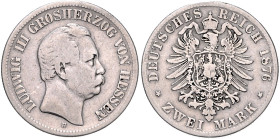 Hessen. 
Ludwig III. 1848-1877. 2 Mark 1876 H. Jaeger&nbsp;66. . 

 s