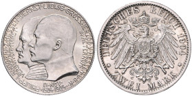 Hessen. 
Ernst Ludwig 1892-1918. 2 Mark 1904 (A) Zum 400. Geburtstag Philipps des Großmütigen. Jaeger&nbsp;74. kl. Rf.. 

 vz-st