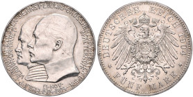 Hessen. 
Ernst Ludwig 1892-1918. 5 Mark 1904 (A) Zum 400. Geburtstag Philipps des Großmütigen. Jaeger&nbsp;75. . 

 vz+