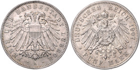 Lübeck. 
5 Mark 1907 A. Jaeger&nbsp;83. . 

 ss-vz