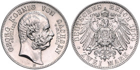 Sachsen. 
Georg 1902-1904. 2 Mark 1904 E Auf den Tod des Königs. Jaeger&nbsp;132. . 

 f.st