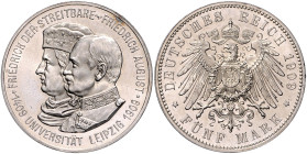 Sachsen. 
Friedrich August III. 1904-1918. 5 Mark 1909 (E) Zur 500-Jahrfeier der Universität Leipzig. Jaeger&nbsp;139. . 

 vz+