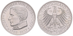BRD. 
5 DM 1957 J Zum 100. Todestag des Dichters Joseph Freiherr von Eichendorff. Jaeger&nbsp;391. . 

 vz+