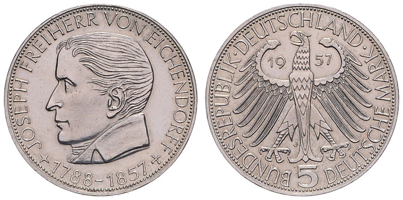 BRD. 
5 DM 1957 J Zum 100. Todestag des Dichters Joseph Freiherr von Eichendorf...
