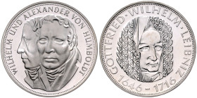 BRD. 
Lot von 2 Stücken: 5 DM 1966 D Leibniz und 1967 F Humboldt. Jaeger&nbsp;395,394. . 

 PP