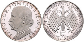 BRD. 
5 DM 1969 G Zum 150. Geburtstag von Theodor Fontane. Jaeger&nbsp;399. . 

 PP