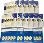 BRD. 
Lot von 15 Blistern mit je 5x 2 Euro Gedenkmünzen, 2009 A-J 10 Jahre Wirtschafts- und Währungsunion / 2012 A-J 10 Jahre Euro-Bargeld / 2013 A-J...