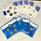 BRD. 
Lot von 9 Blistern mit je 5x 2 Euro Gedenkmünzen, 2018 A-J 100. Geburtstag Helmut Schmidt / 2019 A-J Bundesrat / 2019 A-J 30 Jahre Mauerfall / ...